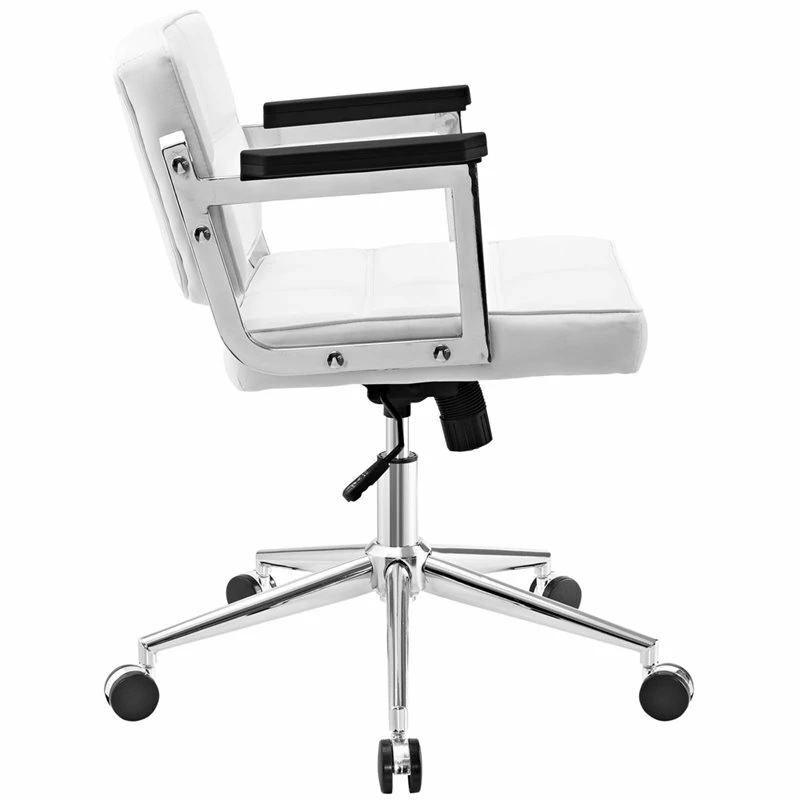 Modway Portray Mid Back Upholstered Vinyl And Aluminum Office Chair In White 5 Modway Portray Mid Back Upholstered Vinyl And Aluminum Office Chair In White - Image 3