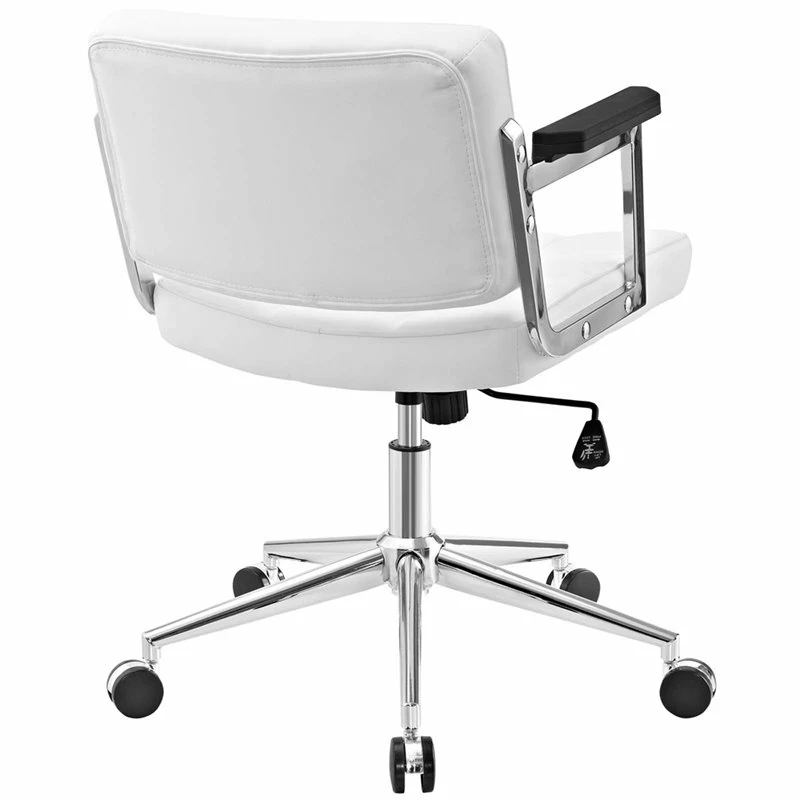 Modway Portray Mid Back Upholstered Vinyl And Aluminum Office Chair In White 6 Modway Portray Mid Back Upholstered Vinyl And Aluminum Office Chair In White - Image 4