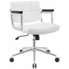 Modway Portray Mid Back Upholstered Vinyl And Aluminum Office Chair In White -CYMAX Sales 1738883 L