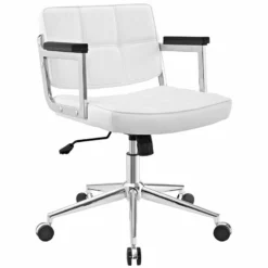 Modway Portray Mid Back Upholstered Vinyl And Aluminum Office Chair In White