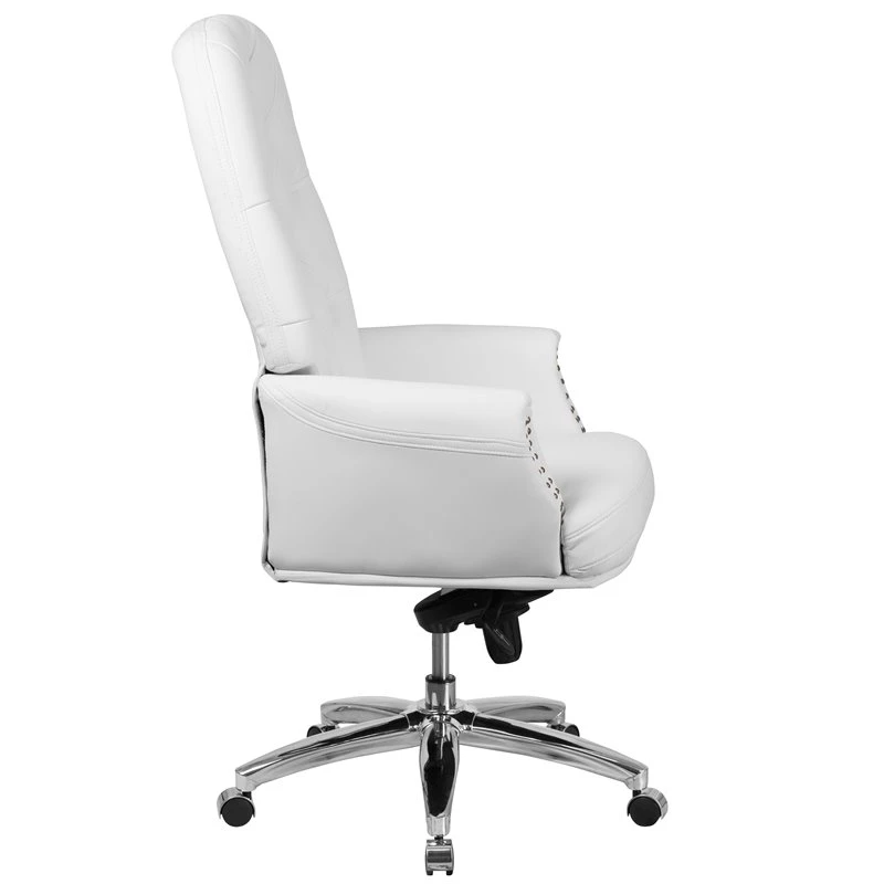Pemberly Row Traditional Faux Leather High Back Swivel Office Chair In White 6 Pemberly Row Traditional Faux Leather High Back Swivel Office Chair In White - Image 4