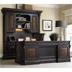 Bowery Hill Traditional Wood Executive Desk In Black/Chocolate Brown 11 Bowery Hill Traditional Wood Executive Desk In Black/Chocolate Brown -CYMAX Sales 1742521 4 L