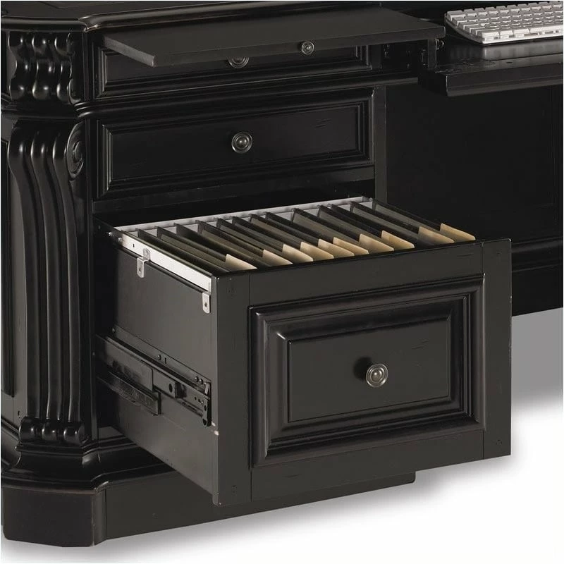 Bowery Hill Traditional Wood Executive Desk In Black/Chocolate Brown 8 Bowery Hill Traditional Wood Executive Desk In Black/Chocolate Brown - Image 6