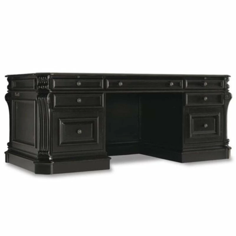 Bowery Hill Traditional Wood Executive Desk In Black/Chocolate Brown 3 Bowery Hill Traditional Wood Executive Desk In Black/Chocolate Brown