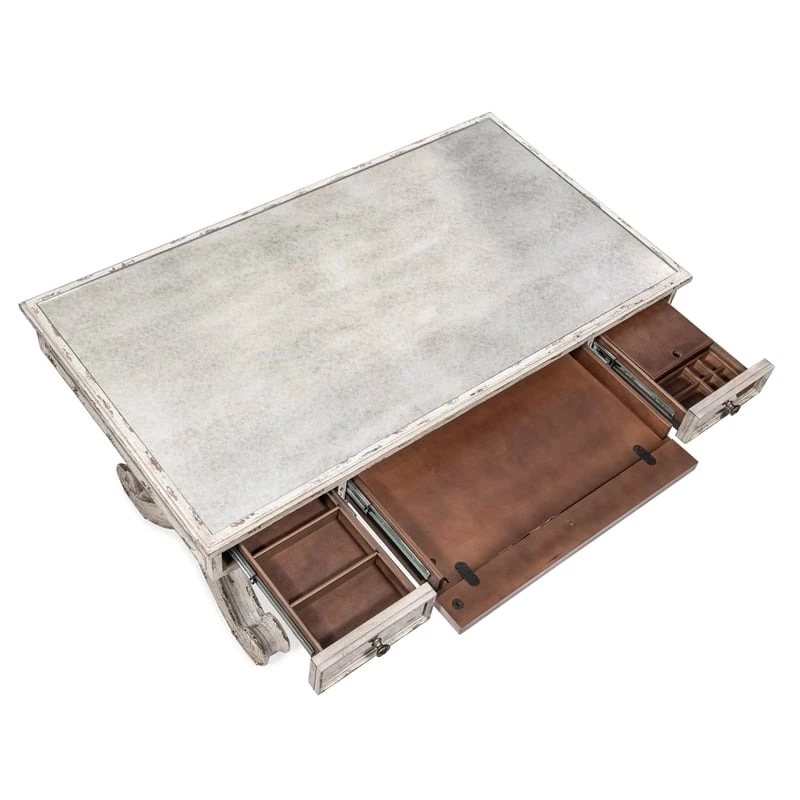 Bowery Hill 54" 3-Drawer Traditional Wood Writing Desk In Weathered Gray 8 Bowery Hill 54" 3-Drawer Traditional Wood Writing Desk In Weathered Gray - Image 6