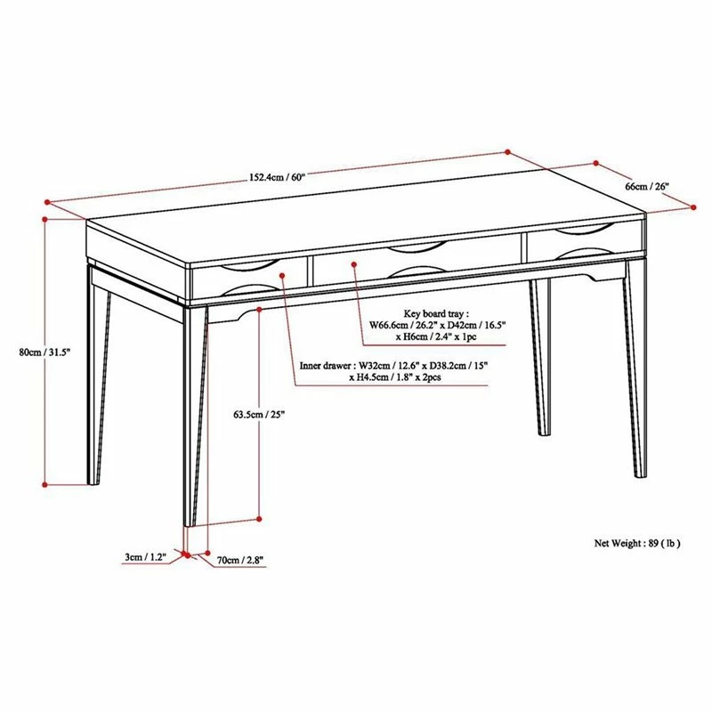 Maklaine Mid-Century Solid Wood Computer Desk In Walnut Brown 7 Maklaine Mid-Century Solid Wood Computer Desk In Walnut Brown - Image 5