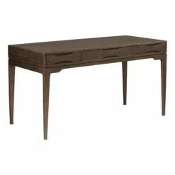 Maklaine Mid-Century Solid Wood Computer Desk In Walnut Brown
