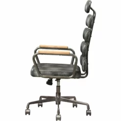 ACME Calan Leather High Back Adjustable Swivel Office Chair In Whiskey Brown -CYMAX Sales 1746847 3 L