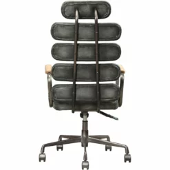 ACME Calan Leather High Back Adjustable Swivel Office Chair In Whiskey Brown -CYMAX Sales 1746847 4 L