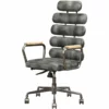 ACME Calan Leather High Back Adjustable Swivel Office Chair In Whiskey Brown