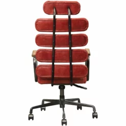 ACME Calan Leather High Back Adjustable Swivel Office Chair In Whiskey Brown -CYMAX Sales 1746849 3 L