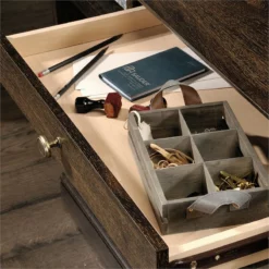 Sauder Barrister Lane Engineered Wood Executive Desk In Iron Oak -CYMAX Sales 1767015 19 L