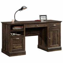 Sauder Barrister Lane Engineered Wood Executive Desk In Iron Oak -CYMAX Sales 1767015 2 L
