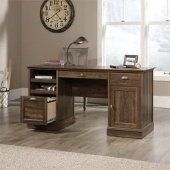 Sauder Barrister Lane Engineered Wood Executive Desk In Iron Oak -CYMAX Sales 1767015 4 L