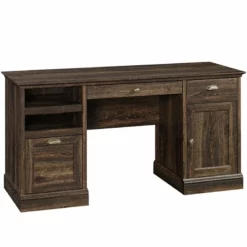 Sauder Barrister Lane Engineered Wood Executive Desk In Iron Oak