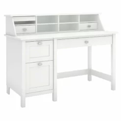 Bush Furniture Broadview Computer Desk With Drawers In Pure White -CYMAX Sales 1767263 L