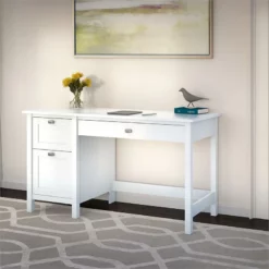 Bush Furniture Broadview Computer Desk With Drawers In Pure White -CYMAX Sales 1767269 6 L