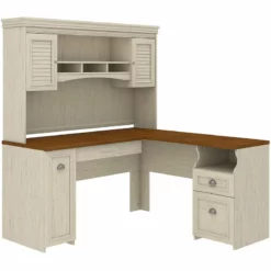 Fairview 60W L Shaped Desk With Hutch In Cape Cod Gray - Engineered Wood -CYMAX Sales 1767277 L