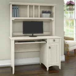 Salinas Small Computer Desk With Hutch In Cape Cod Gray - Engineered Wood -CYMAX Sales 1767280 1 L
