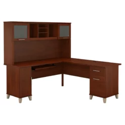 Somerset 72W L Shaped Desk With Hutch In White And Storm Gray - Engineered Wood -CYMAX Sales 1767288 18 L
