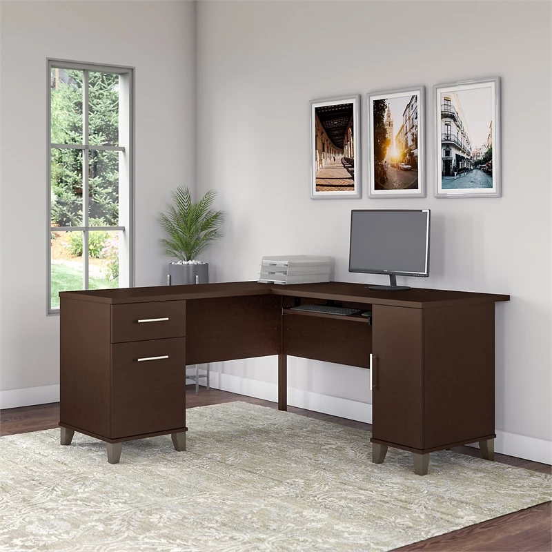 Bush Furniture Somerset 60W L Desk In Maple Cross - Engineered Wood 4 Bush Furniture Somerset 60W L Desk In Maple Cross - Engineered Wood - Image 2