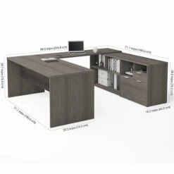 Bestar I3 Plus U Shape Computer Desk In Bark Gray -CYMAX Sales 1768058 2 L