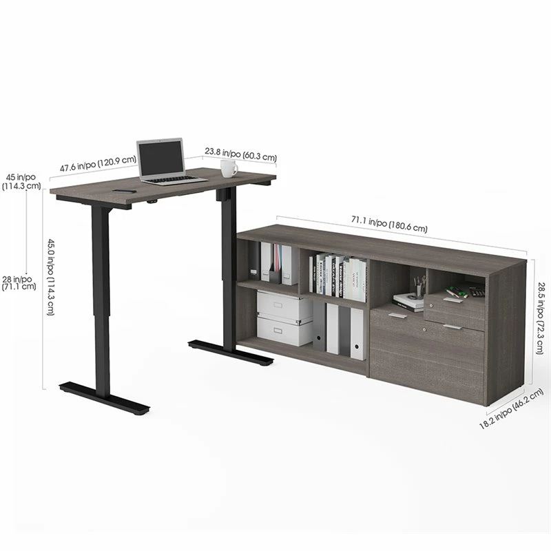 Bestar I3 Plus 3 Piece Standing Office Set In Bark Gray 5 Bestar I3 Plus 3 Piece Standing Office Set In Bark Gray - Image 3