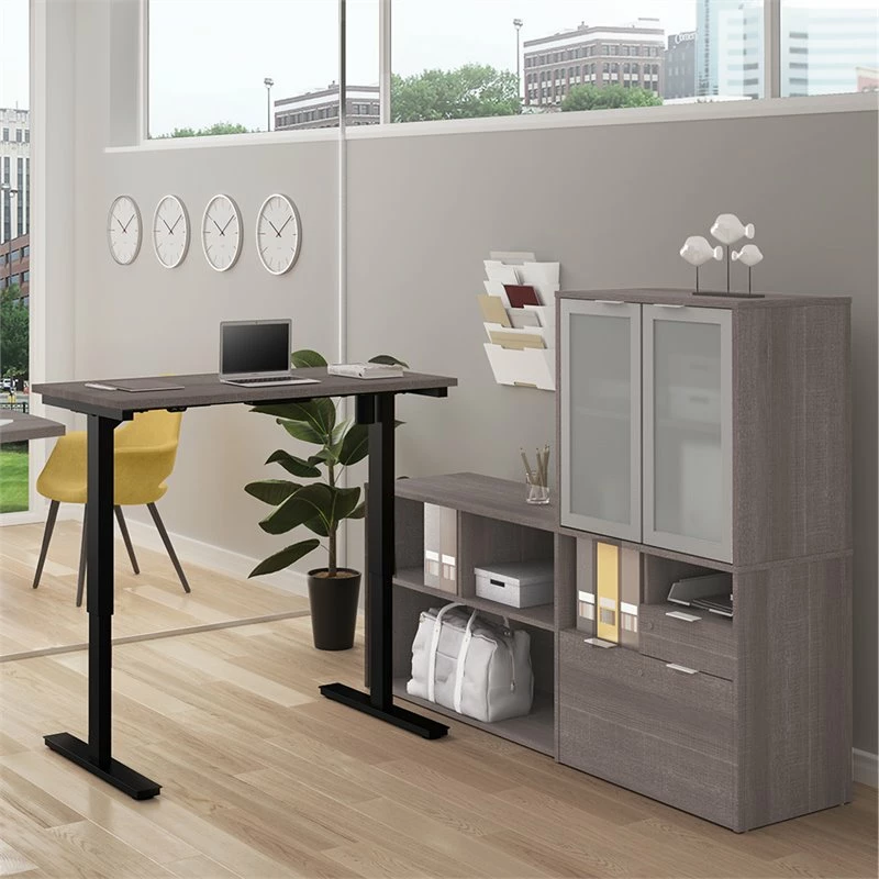 Bestar I3 Plus 3 Piece Standing Office Set In Bark Gray 7 Bestar I3 Plus 3 Piece Standing Office Set In Bark Gray - Image 5