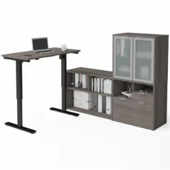 Bestar I3 Plus 3 Piece Standing Office Set In Bark Gray 11 Bestar I3 Plus 3 Piece Standing Office Set In Bark Gray -CYMAX Sales 1768081 L