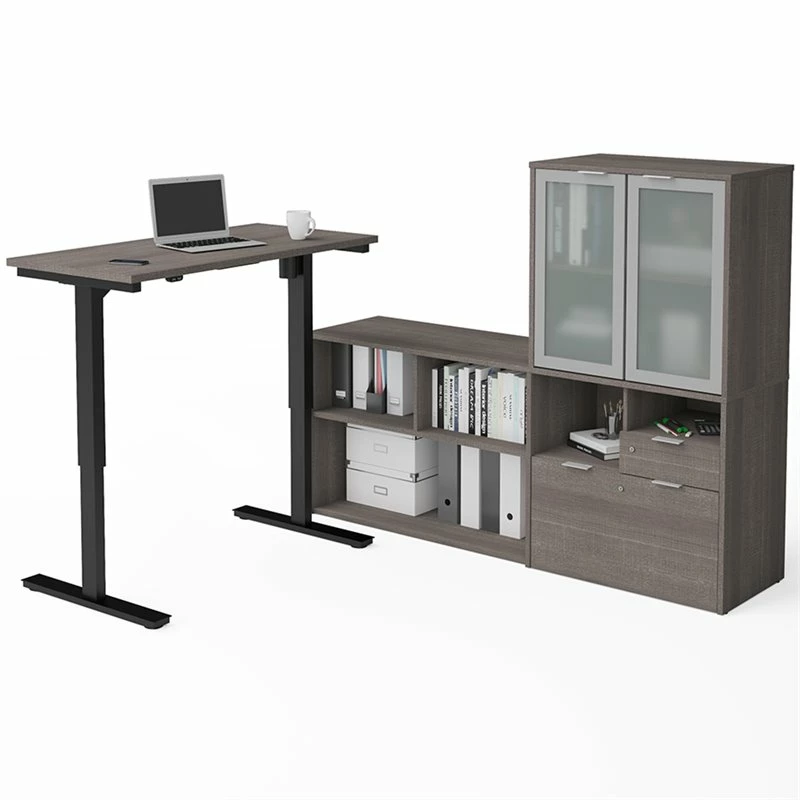Bestar I3 Plus 3 Piece Standing Office Set In Bark Gray 6 Bestar I3 Plus 3 Piece Standing Office Set In Bark Gray - Image 4