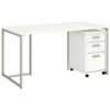 Bush Business Furniture Method By Kathy Ireland 60" Table Desk With File Cabinet In White -CYMAX Sales 1768123 L