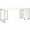 Bush Business Furniture Method By Kathy Ireland 72" Table Desk With File Cabinet In White 2 Bush Business Furniture Method By Kathy Ireland 72" Table Desk With File Cabinet In White -CYMAX Sales 1768135 L