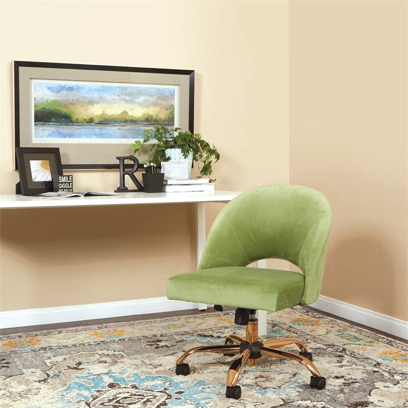 Lula Office Chair In Garden Green Fabric With Rose Gold Base 4 Lula Office Chair In Garden Green Fabric With Rose Gold Base - Image 2