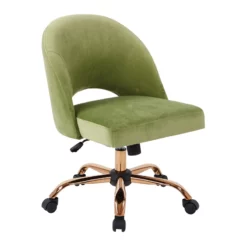 Lula Office Chair In Garden Green Fabric With Rose Gold Base