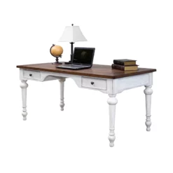 Martin Furniture Durham Rustic Wood Writing Table Office Desk In White -CYMAX Sales 1786645 11 L