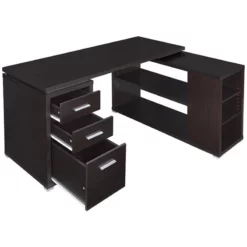 Scranton & Co Contemporary Wood L Shaped Writing Desk In Cappuccino -CYMAX Sales 1786693 7 L