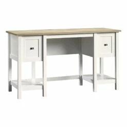 Scranton & Co Contemporary Wood Computer Desk In Soft White/Oak