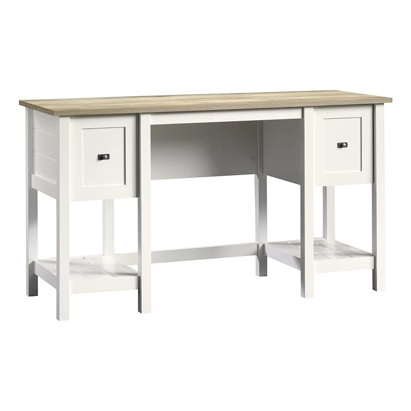 Scranton & Co Contemporary Wood Computer Desk In Soft White/Oak 3 Scranton & Co Contemporary Wood Computer Desk In Soft White/Oak