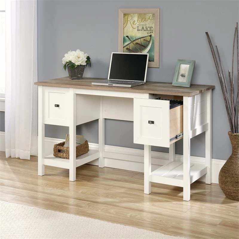 Scranton & Co Contemporary Wood Computer Desk In Soft White/Oak 14 Scranton & Co Contemporary Wood Computer Desk In Soft White/Oak - Image 12