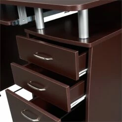 Scranton & Co Transitional Wood Computer Office Desk With Storage In Chocolate -CYMAX Sales 1786865 23 L