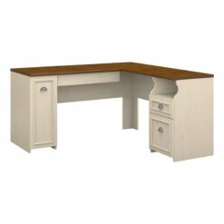 Scranton & Co Farmhouse Engineered Wood L Shaped Desk In Antique White