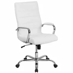 Scranton & Co High Back Leather Swivel Office Chair In White