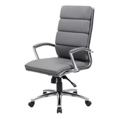 Scranton & Co Modern Faux Leather Adjustable Executive Office Chair In Gray