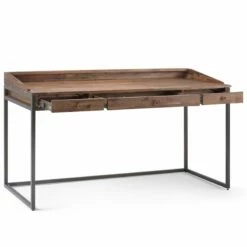 Simpli Home Ralston 60" Industrial Solid Wood Computer Desk In Charcoal Brown -CYMAX Sales 1790453 2 L