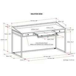 Simpli Home Ralston 60" Industrial Solid Wood Computer Desk In Charcoal Brown -CYMAX Sales 1790453 4 L