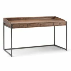 Simpli Home Ralston 60" Industrial Solid Wood Computer Desk In Charcoal Brown