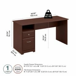 Cabot 60W Computer Desk With Drawers In Modern Gray - Engineered Wood -CYMAX Sales 1797297 11 L
