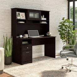 Cabot 60W Computer Desk With Hutch In Heather Gray - Engineered Wood -CYMAX Sales 1797303 14 L