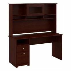 Cabot 60W Computer Desk With Hutch In Heather Gray - Engineered Wood