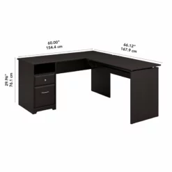 Bush Furniture Cabot 60W 3 Position L Shaped Sit Stand Desk In Espresso Oak -CYMAX Sales 1797305 24 L 1